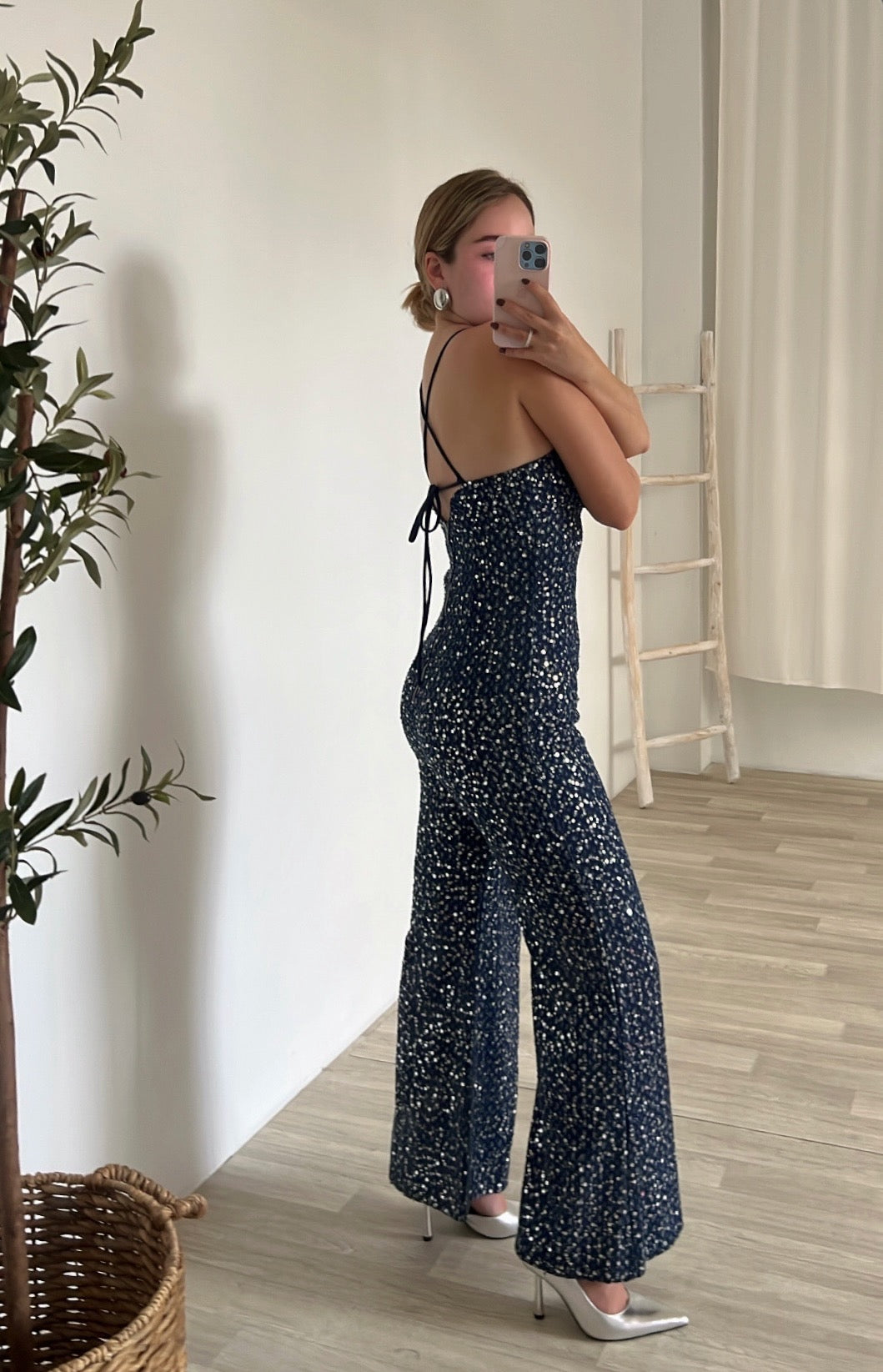 Denim Sequin Jumpsuit