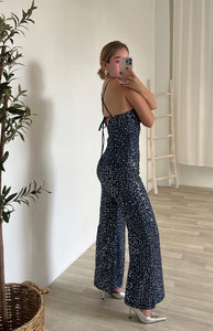 Denim Sequin Jumpsuit